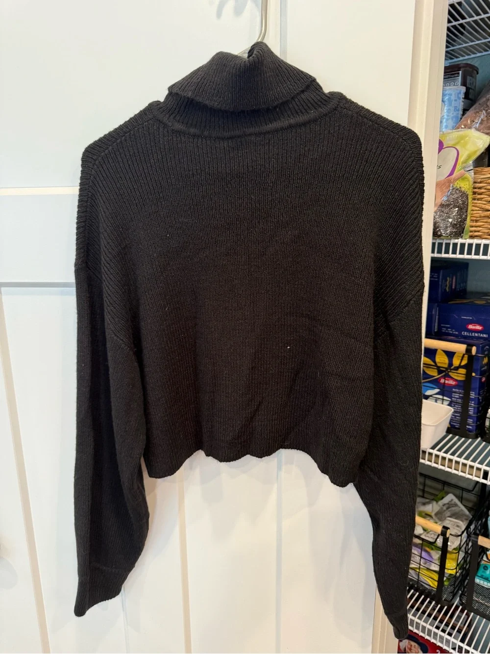 H&M Black Cropped Turtleneck Sweater